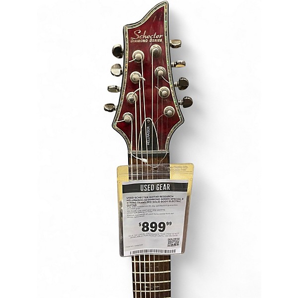 Used Schecter Guitar Research Hellraiser C8 DIAMOND SERIES Special 8 String Trans Red Solid Body Electric Guitar