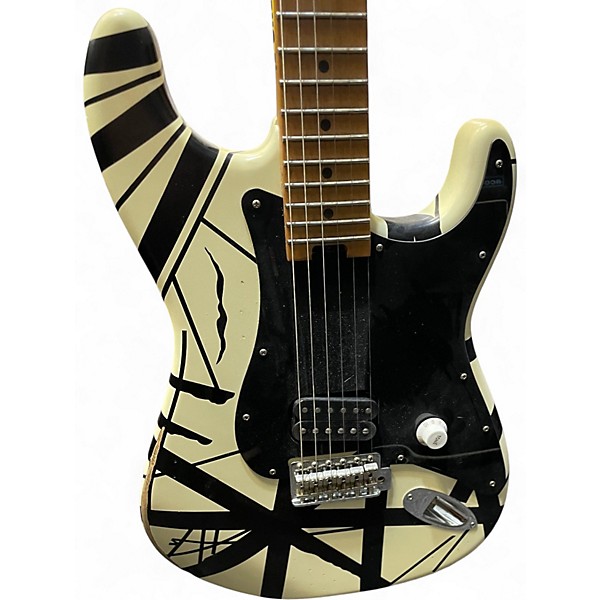 Used EVH 78 ERUPTION STRIPED WHITE Solid Body Electric Guitar