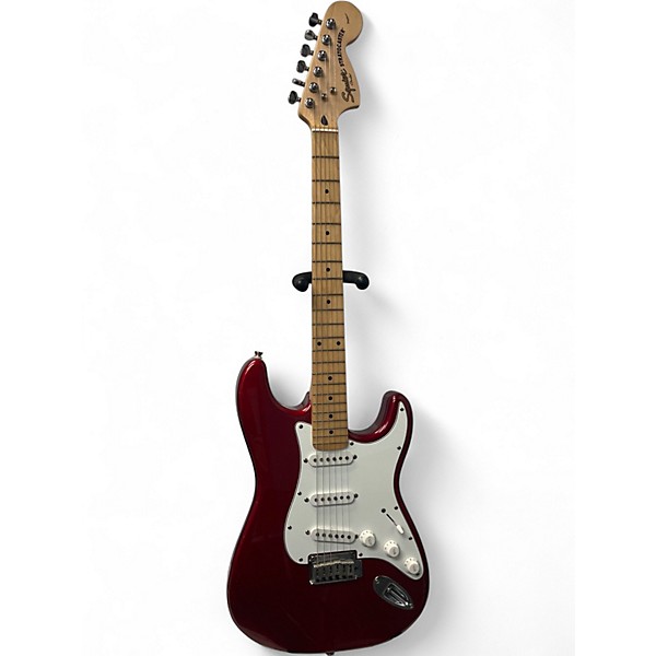 Used Squier Standard Series Stratocaster Candy Apple Red Metallic Solid Body Electric Guitar