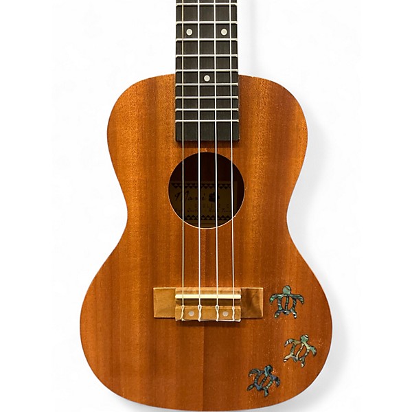 Used Maui Solid Ukelele with Turtle Inlay Natural Ukulele