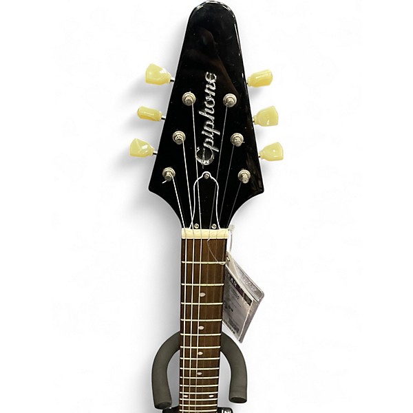 Used Epiphone 1958 Korina Flying V Black Solid Body Electric Guitar