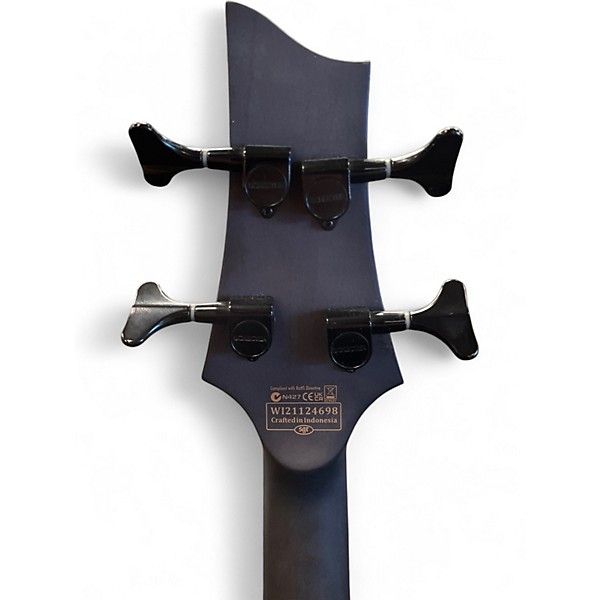 Used Schecter Guitar Research Omen Extreme 4 String See-Thru Blue Burst Electric Bass Guitar