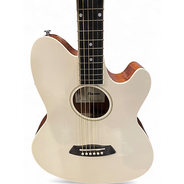 Used Ibanez TCY10E Talman White Acoustic Electric Guitar