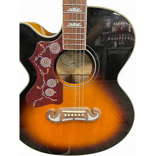 Used Epiphone j-200 EC Studio Lefthanded 2 Color Sunburst Acoustic Electric Guitar