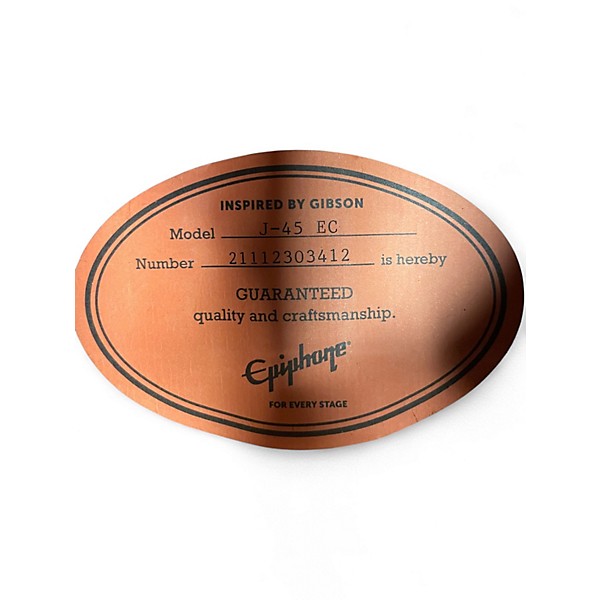 Used Epiphone J45-EC Tobacco Burst Acoustic Electric Guitar