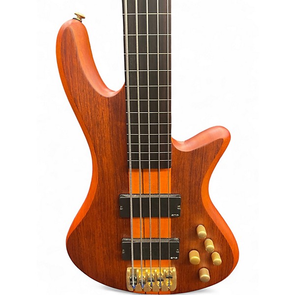 Used Schecter Guitar Research Stiletto Studio 5 String Fretless Satin Honey Electric Bass Guitar