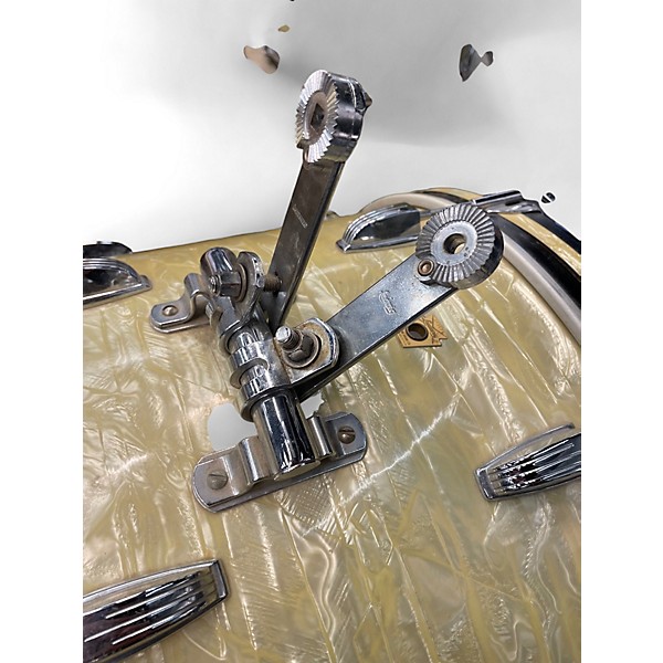 Vintage 1968 Ludwig 3 Piece Downbeat Marine Pearl Drum Kit