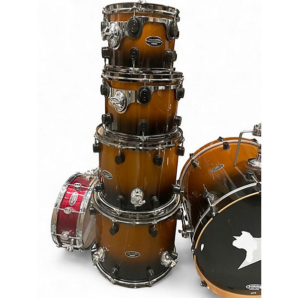 Used PDP by DW 6 Piece PACIFIC LX SERIES 2 Tone Sunburst Drum Kit