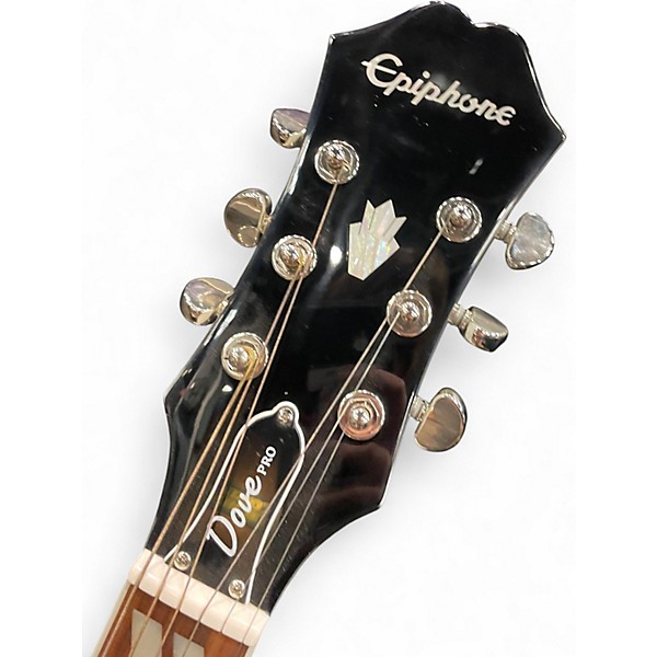 Used Epiphone Dove Pro Dove White Acoustic Electric Guitar