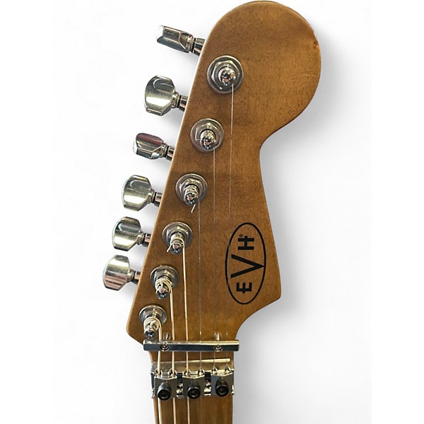 Used EVH Striped Series Frankie Red with Black and White Stripes Solid Body Electric Guitar