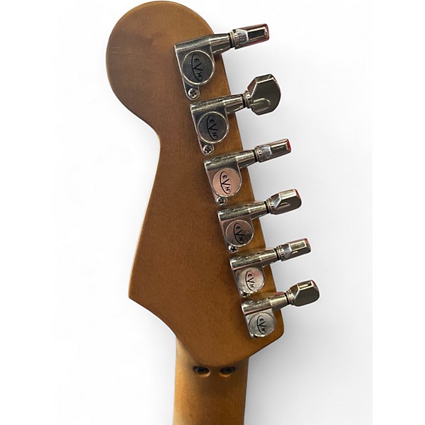 Used EVH Striped Series Frankie Red with Black and White Stripes Solid Body Electric Guitar