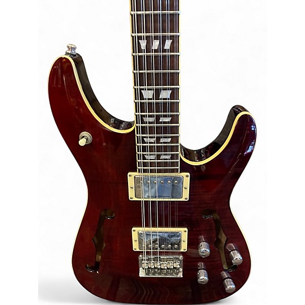 Used Schecter Guitar Research C/SH 12 Crimson Red Trans Hollow Body Electric Guitar