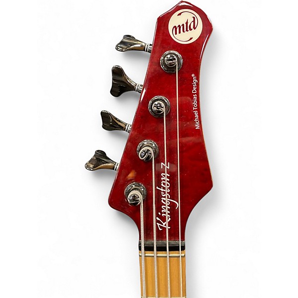 Used Kingston Z4 Trans Cherry Red Electric Bass Guitar