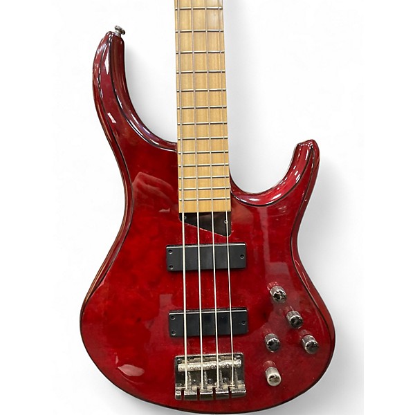 Used Kingston Z4 Trans Cherry Red Electric Bass Guitar