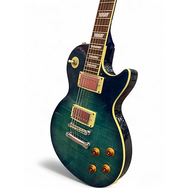 Used 2003 Epiphone Les Paul Standard Blue Green Burst Solid Body Electric Guitar