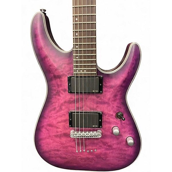 Used Schecter Guitar Research C1 Platinum Satin Purple Burst Solid Body Electric Guitar