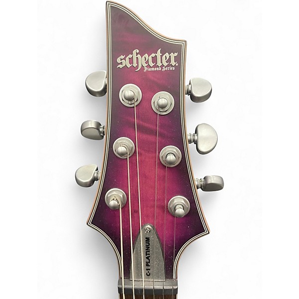 Used Schecter Guitar Research C1 Platinum Satin Purple Burst Solid Body Electric Guitar