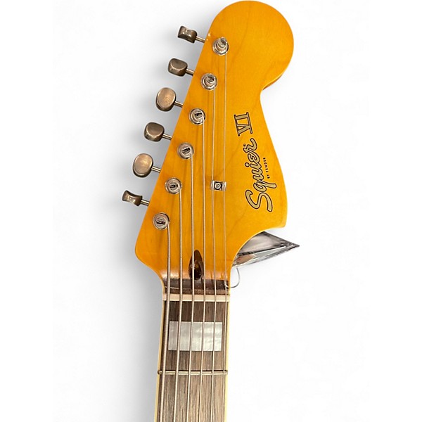 Used Squier Bass VI Black Solid Body Electric Guitar