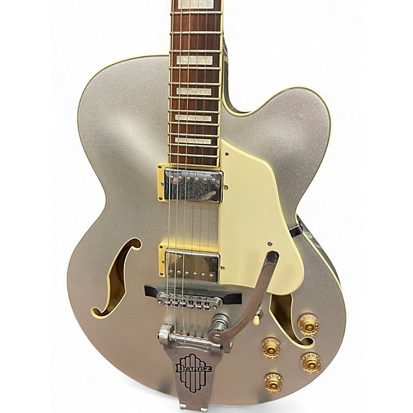 Used Ibanez AFS75T Artcore Bigsby Metallic Silver Hollow Body Electric Guitar