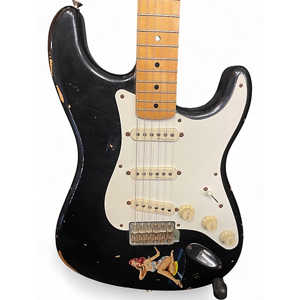 Used 1999 Fender 56 REISSUE STRAT RELIC BLK Black Solid Body Electric Guitar