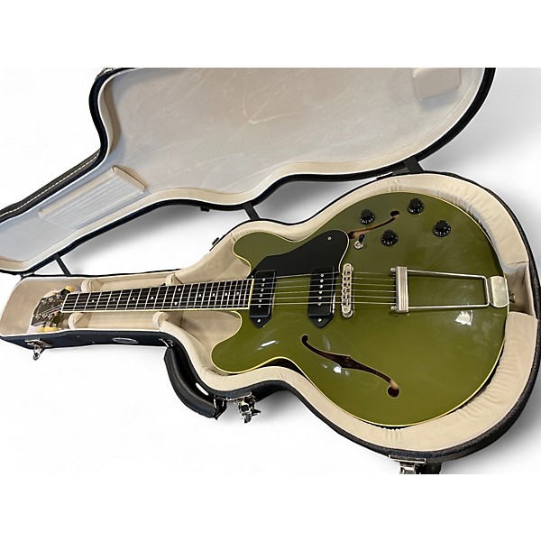 Used Collings l30LC Aged Olive Green Hollow Body Electric Guitar