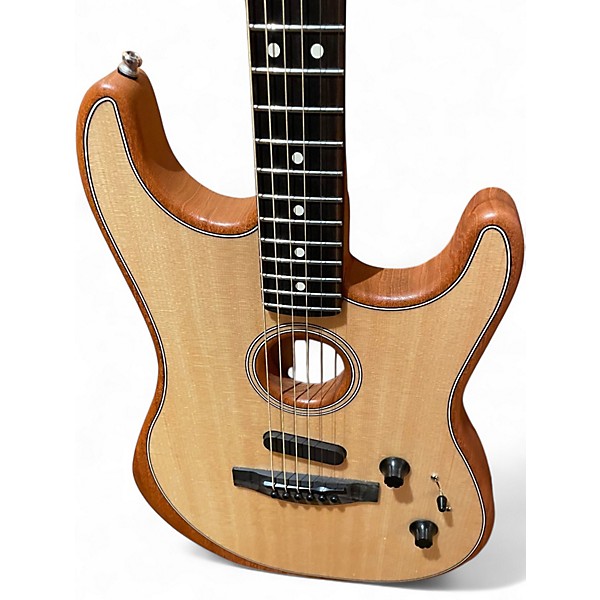 Used Fender American Acoustasonic Stratocaster Blonde Acoustic Electric Guitar