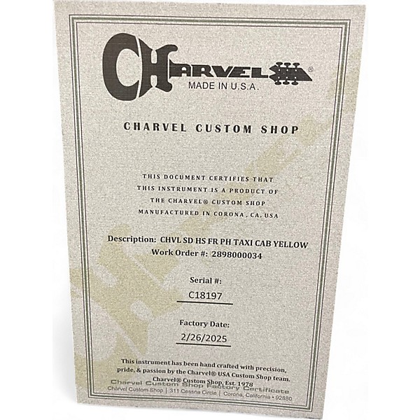 Used Charvel San Dimas HS FR PH TAXI CAB YELLOW Solid Body Electric Guitar