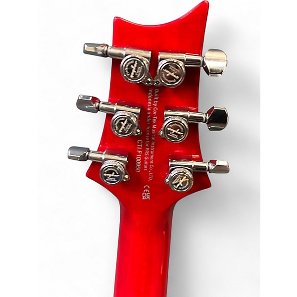 Used 2020s PRS SE Custom 24 RUBY RED FLAME Solid Body Electric Guitar