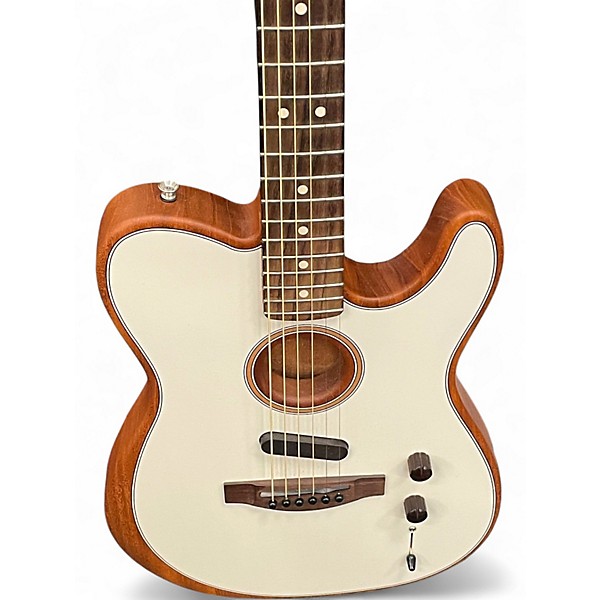Used 2022 Fender Acoustasonic Standard Telecaster White Solid Body Electric Guitar