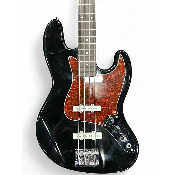 Used Ammon Double Cut Black Electric Bass Guitar