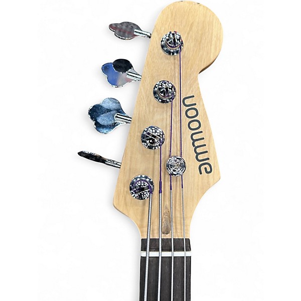 Used Ammon Double Cut Black Electric Bass Guitar