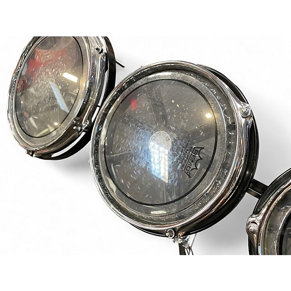 Used Remo 3 Piece Rototoms Clear Acoustic Drum Pack