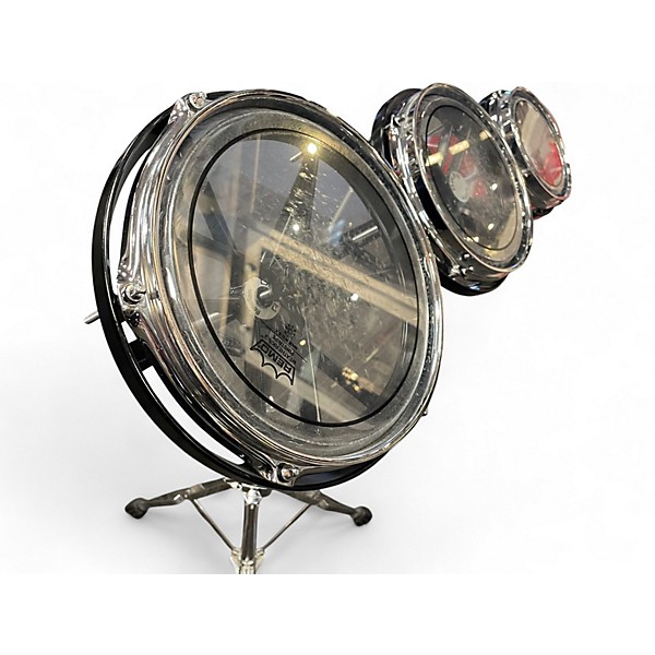 Used Remo 3 Piece Rototoms Clear Acoustic Drum Pack