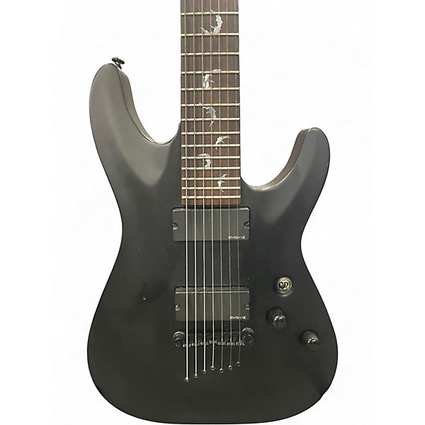 Used Schecter Guitar Research Damien 7 String Black Solid Body Electric Guitar
