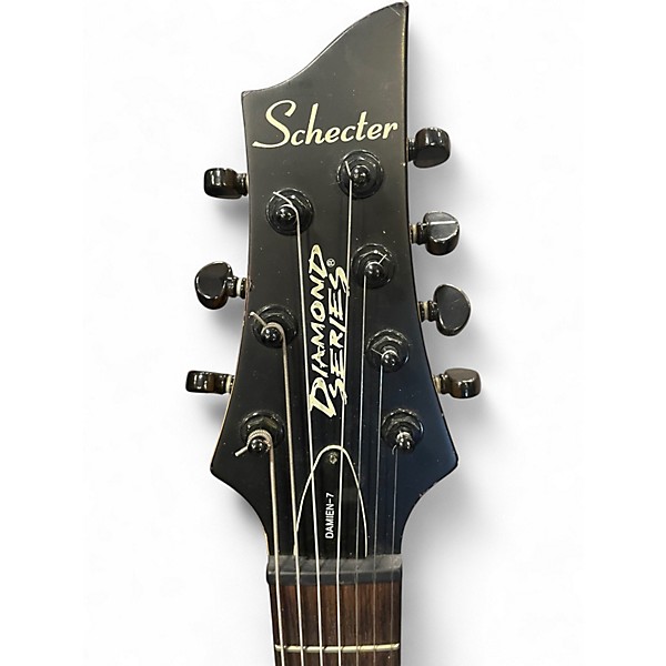 Used Schecter Guitar Research Damien 7 String Black Solid Body Electric Guitar