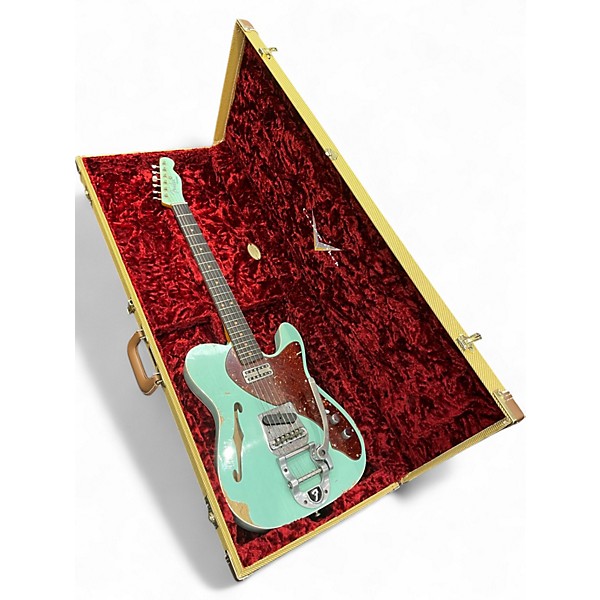 Used Fender Custom Shop Telecaster Thinline Relic TV Jones Surf Green Solid Body Electric Guitar