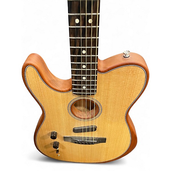 Used Fender American Acoustasonic Telecaster left-handed Natural Acoustic Electric Guitar