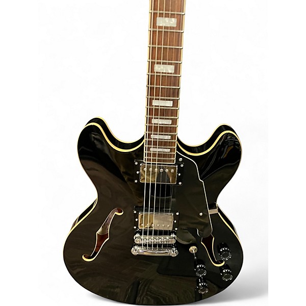 Used D'Angelico Premier Series DC Black Hollow Body Electric Guitar