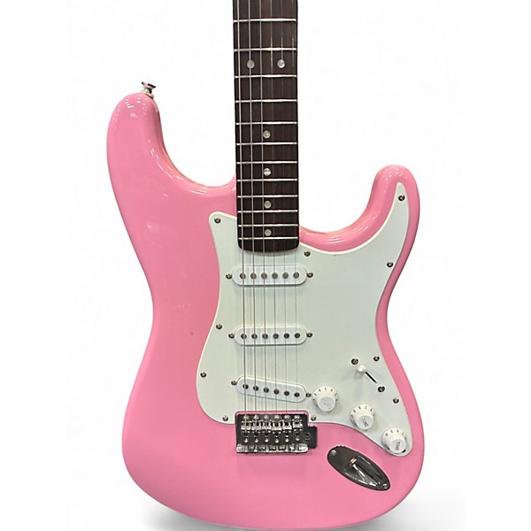 Used 2008 Squier Bullet Stratocaster Atomic Pink Solid Body Electric Guitar