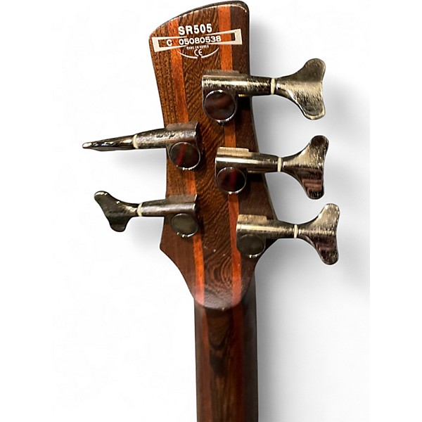 Used Ibanez SR505 5 String Dark Wood Electric Bass Guitar