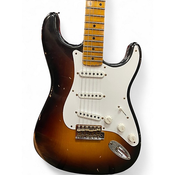 Used Fender 70th Anniversary 1954 Custom Shop Relic Stratocaster 2 Color Sunburst Solid Body Electric Guitar