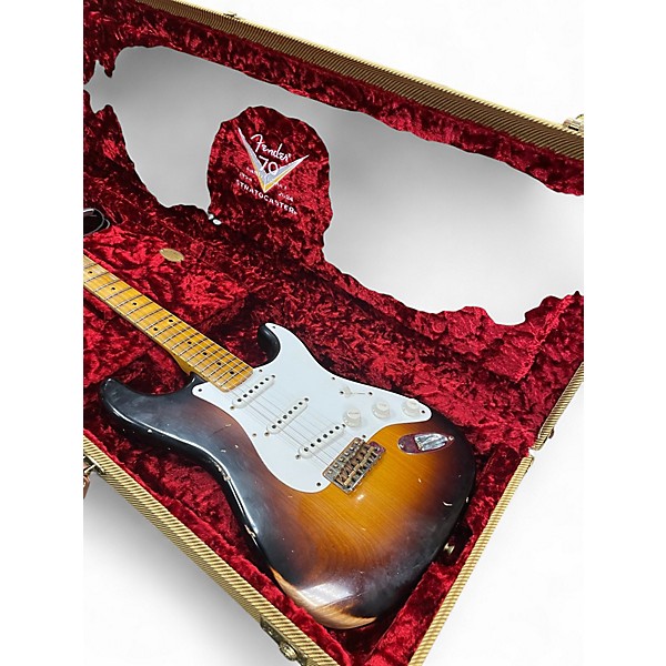 Used Fender 70th Anniversary 1954 Custom Shop Relic Stratocaster 2 Color Sunburst Solid Body Electric Guitar