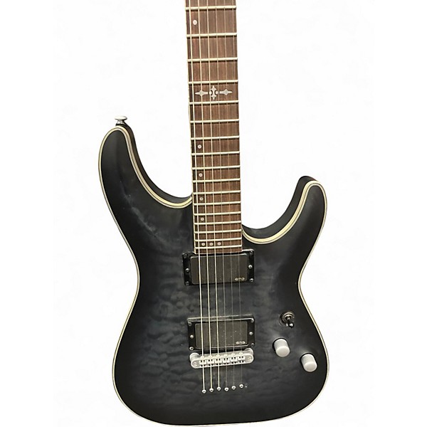 Used Schecter Guitar Research C1 Platinum SEE THRU BLACK SATIN Solid Body Electric Guitar