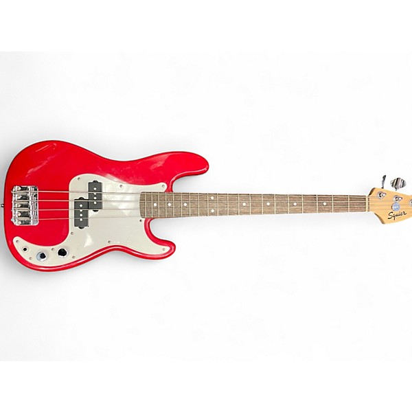 Used Squier MINI P BASS Red Electric Bass Guitar