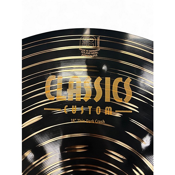 Used MEINL 18in CLASSICS CUSTOM THIN DARK CRASH Cymbal