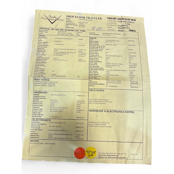 Used Fender B3 1950 DOUBLE ESQUIRE NOCASTER BLONDE Solid Body Electric Guitar