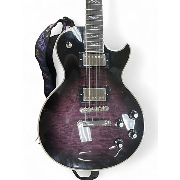 Used Epiphone LES PAUL CUSTOM BATS IN FLIGHT DARK PURPLE BURST Solid Body Electric Guitar