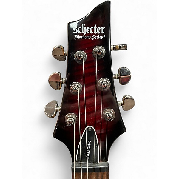 Used Schecter Guitar Research Demon 6 Crimson Red Burst Solid Body Electric Guitar