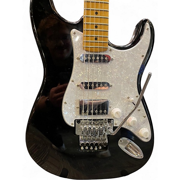 Used Squier Pro Tone Fat Stratocaster FR Black Solid Body Electric Guitar