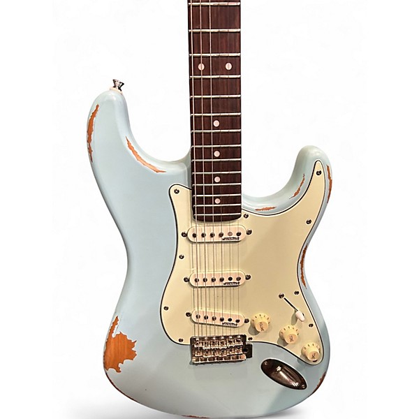 Used Vintage V6MRLB DISTRESSED BLUE Solid Body Electric Guitar